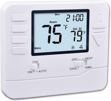 Heat Pump Thermostat 2 Heat/1 Cool Non-Programmable, 4.5" LCD Display