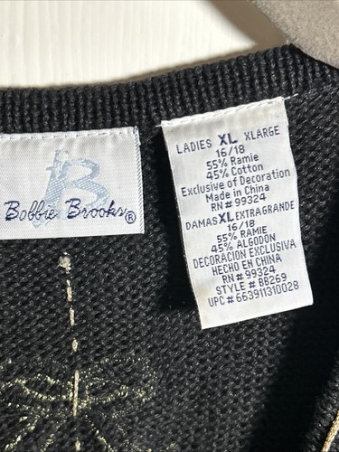 Vintage Bobbie Brooks Christmas Sweater Vest Women's Size XL 16/18 Embroidered - Picture 2 of 8
