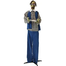 Haunted Hill Farm 6.25 ft. Animatronic Standing Zombie Waiter Haunting Sound