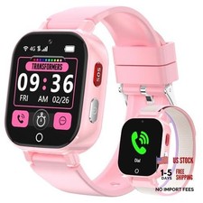 4G Kids Smart Watch with GPS Tracker for Boys Girls Two Way Call Pink-Arcee