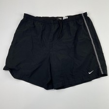 Nike Swim Shorts Mens XL Black Trunks Elastic Waist Drawstring Side Stripe
