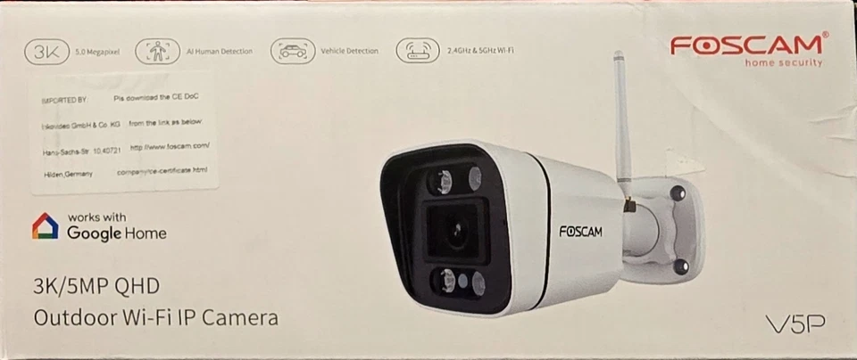 Foscam 5MP Dual Band WLAN IP Überwachungskamera IP66 POE mit Scheinwerfer OVP