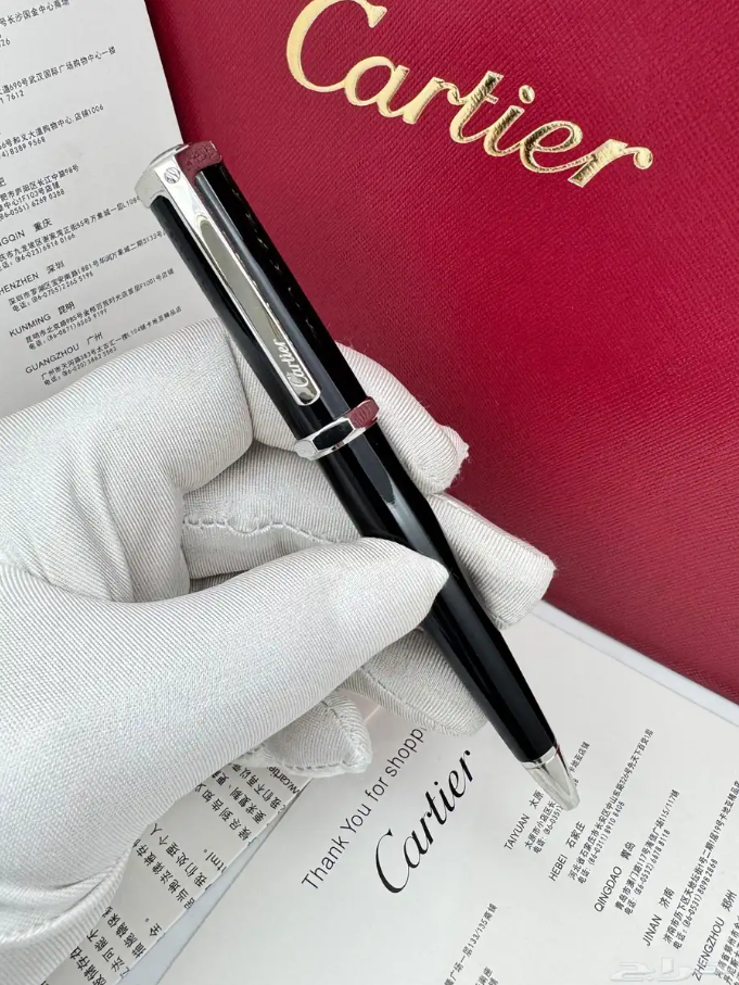 Cartier ボールペン 本体 ブラック シルバー 青インク Luxury Cartier Ballpoint Pen Black Silver Metal Executive Writing