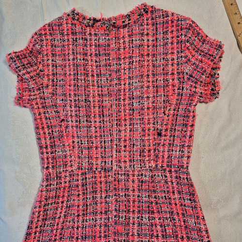 ABITO KATE SPADE TWEED ROSA PLAID ORLI ARRUFFATI E COLLETTO METALLIZZATO Tg 6 - Foto 15 di 18