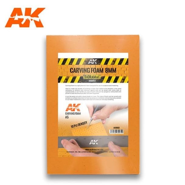 Carving Foam 8mm A5 (228x152mm) - Hobby Accessories - AK Interactive - Brand New
