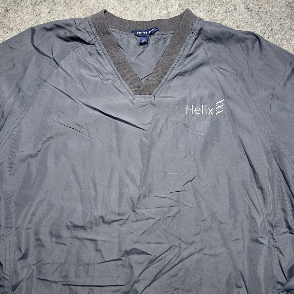 Sport Tek Helix Logo Windbreaker Mens XXL Gray Pockets Side Zip Pullover Lined - Image 2 of 4