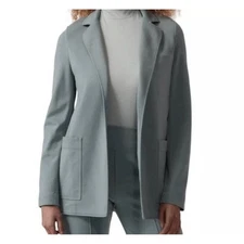 Athleta Eastbound Blazer Women's Size 16 Blue Gray Open Front Cardigan Jacket