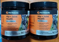     Lot Of 2 Pet Honesty Hip  Joint Health Max Strength 90 Chews Bacon Flavored