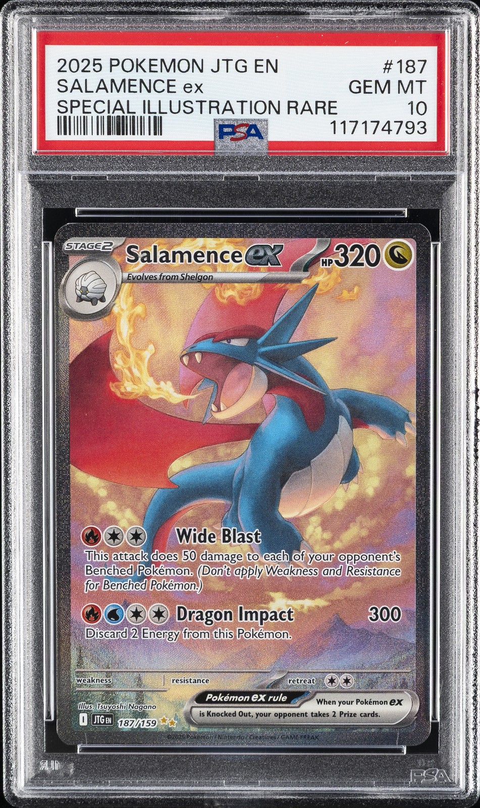 2025 POKEMON JTG EN-JOURNEY TOGETHER #187 SALAMENCE EX PSA 10