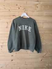 Felpa pullover media oversize vintage Nike anni 90 beige Spellout Swoosh