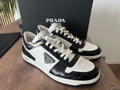 PRADA Downtown Sneaker Leder Weiss/Schwarz Größe EU 44.5 US 10.5
