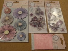 Papermania Bellisima Clear rubber stamps, pin wheels ribbon