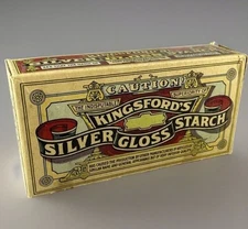 Vintage Kingsfords Silver Gloss Starch 1 lb Cardboard Box with Some Contents