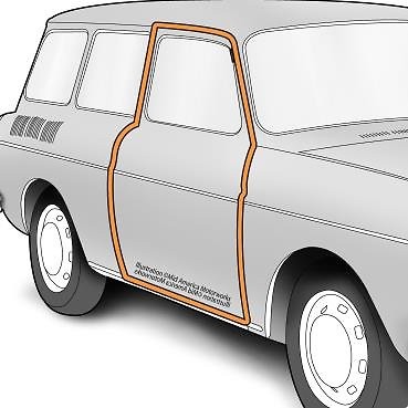 OEM German VW RH Door Weatherstrip Seal for 1962-73 Type 3 Fastback / Squareback - Picture 1 of 4