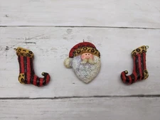 Vintage Mini Christmas Tree Ornaments Lot of 3 Santa & Stocking Ornaments