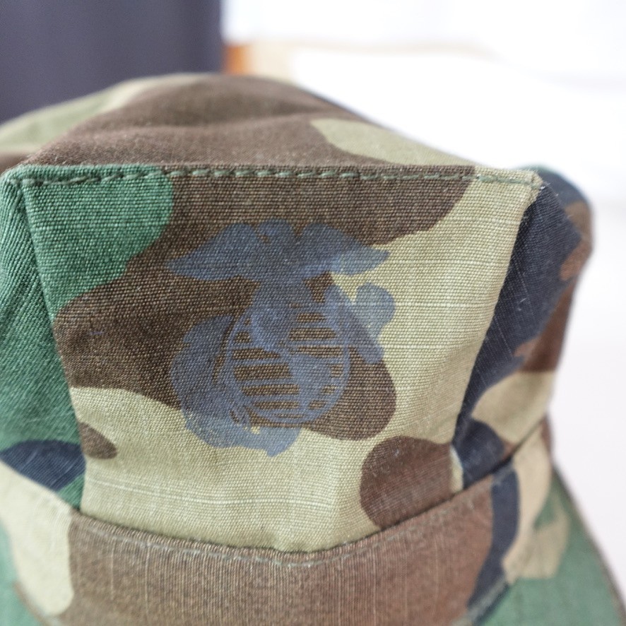 Vintage USMC Hat Cap Woodland Green Camo Type 1 Utility Cover US Marine Corps