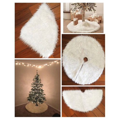 78 cm White Plush Christmas Tree Skirt Apron Decoration Mat for Xmas - Picture 3 of 12