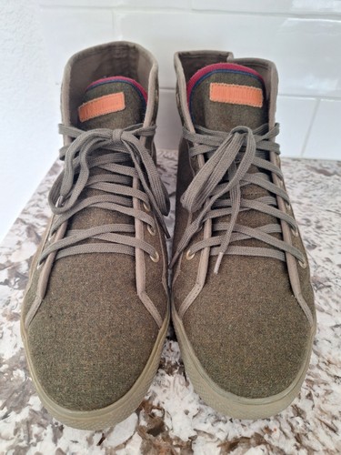 Ben Sherman Khaki Wool High-Top Sneakers Size 12
