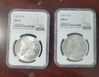 TWO 1921 D NGC MS 61 MORGAN SILVER DOLLARS. TWO COINS INCLUDED IN THIS AUCTION