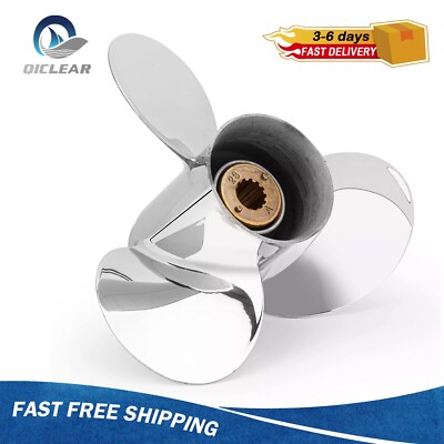 11 1/8 x 13 Stainless Steel Propeller For MERCURY Engines 25-70HP 13 Spline,RH