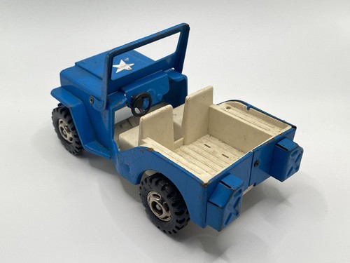 Vintage Marx Toys Pressed Steel Jeep Blue Flip Down Windshield RARE - Picture 4 of 9