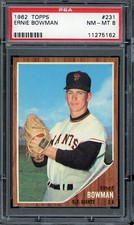 1962 Topps Baseball #231 Ernie Bowman PSA 8