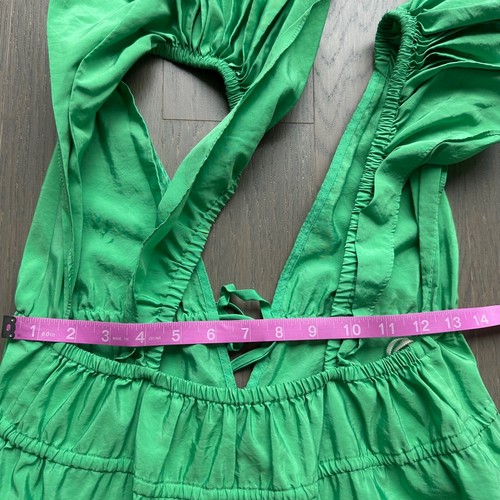 A.L.C. Luca Tiered Faille Maxi Dress Lucky Green Size 4 Ruffle Sleeve Tie ALC - Picture 12 of 12