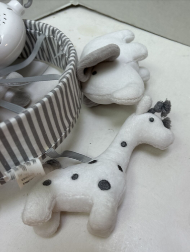 Jungle Safari Musical Baby Crib Mobile Gray & White, Elephant Animals 9" - Picture 4 of 11