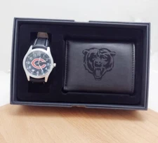 Chicago Bears NFL Black Watch And Wallet Gift Set - Free Shipping 