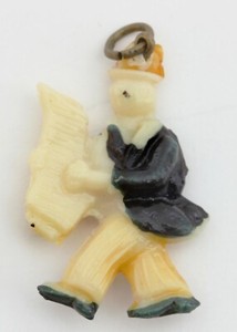 1940’s Vintage Celluloid MAN READING NEWSPAPER Charm-Cracker Jack ToyPrize-Japan