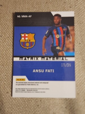 B-2022-23 Obsidian Soccer ANSU FATI Matrix Material Patch Auto 10