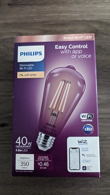Smart LED Filament Bulb clear ST19 E26, Control with WiZ app or voice