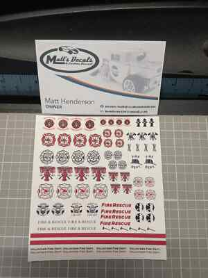#ad 1 64 for hot wheels waterslide decals fire and rescue MADE IN THE USA $4.50