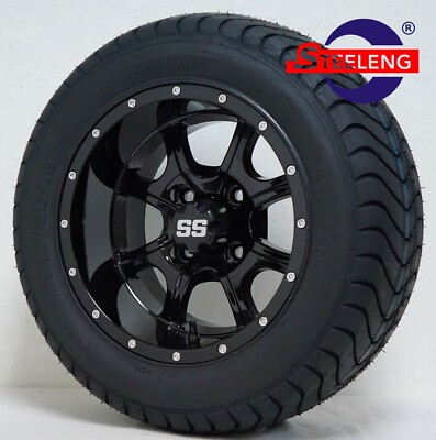 GOLF CART 12'' BLACK NIGHT STALKER WHEELS + 215/50-12 COMFORT RIDE DOT TIRES(4) 