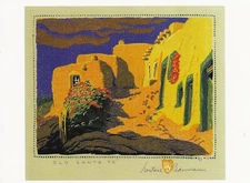 Postcard Gustave Baumann "Old Santa Fe" 1924 Museum of Fine Arts NM MINT