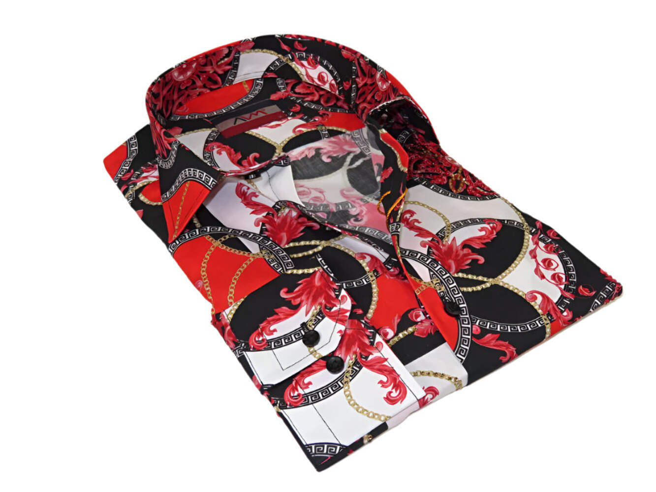 Мужская рубашка AVM Crystal с медальоном из хлопка Турция Slim Fit 15651-01 Красный/черный