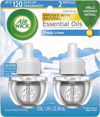 Lot of 2 - Air Wick Fresh Linen Natural Essential Oils Infused 2 Count Refills