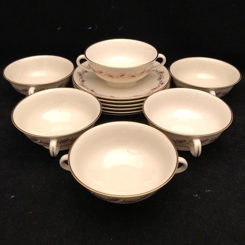 Pickard China Symphony Red 1077 Soup & Salad Luncheon Set for 6 USA 12pcs - Picture 3 of 12