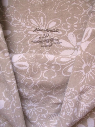 Eddie Bauer Skirt Beige Floral Stretch Knit Cotton Fold Over Waist M L - Picture 4 of 4