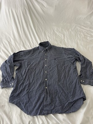 #ad RALPH LAUREN YARMOUTH shirt Mens Size 17 34 35 Long Sleeve Collar Blue 383 $7.00