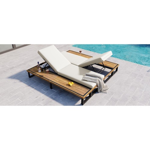 Set of 2 Outdoor Chaise Lounge Chairs with Cushions & Adjustable Backrest - Picture 10 of 40