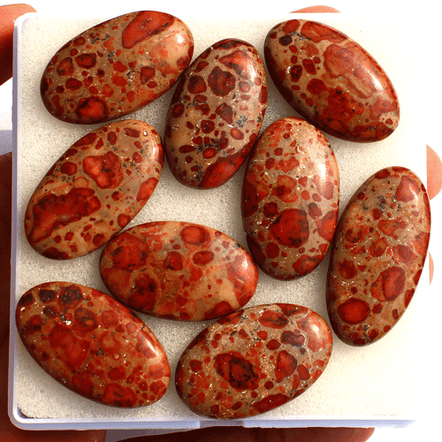9 Pcs Natural Asteroid Jasper Top Grade 33mm-39mm Oval Cabochon Loose Gemstones - Picture 3 of 11