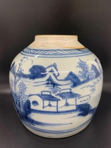 Antique Cantonese Chinese Porcelain Ginger Jar China Canton No Lid AS IS