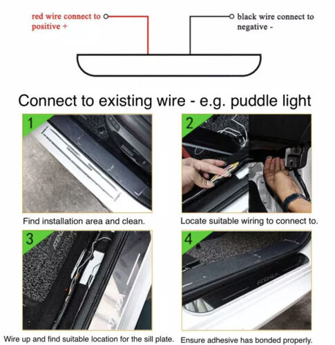 Protector de umbral de puerta LED cromado Ford ST tiras placas raspadas Ford Fiesta Focus ST - Imagen 6 de 7
