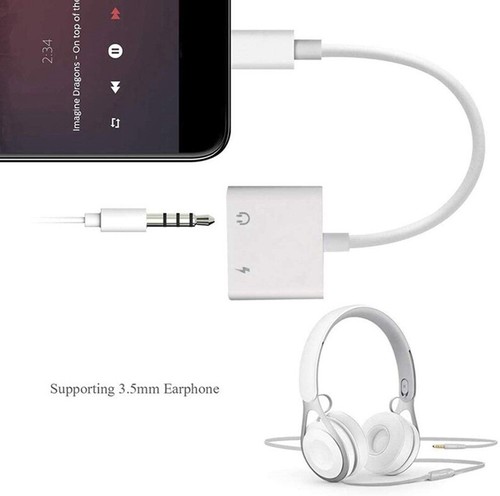 FOR iPhone 12 11 Pro Max X 8 to 3.5mm AUX Headphone Jack Adapter Audio Splitter - Picture 4 of 8