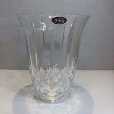 Lead Crystal Hurricane Shade Lamp Candle Heavy Clear 7.75" Made in USA