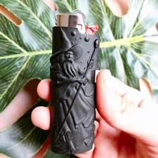 Wizard Metal Lighter Holder Cover Case Sleeve Fits Standard Bic Lighter J6 Black