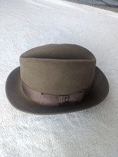Vintage Dobbs Fifth Avenue Jet 707 Brown Felt Fedora Hat 6 7/8 Ribbon Oval