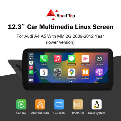 12.3 in Wireless Carplay Autoradio For Audi A4 A5 S4 MMI2G Radio Stereo Concert