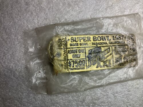 NOS Vintage Brass Super Bowl XXI 1987 Ticket Keychain Rose Bowl Jan 25 1987 $75 - Picture 2 of 4